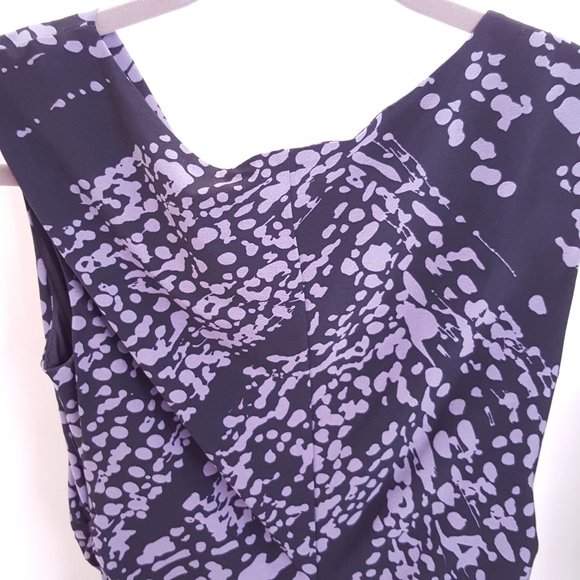 2/$20 Drape Neck Sheath Dress Black Purple 8 Petite, Abstract Print - Picture 11 of 16